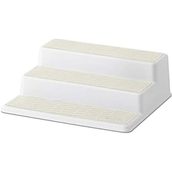 3 tier spice rack organizer kitchen cabinet pantry shelf storage cream plastic - Picture 1 of 5